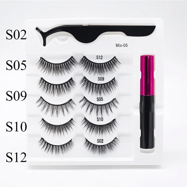 Reusable Waterproof Magnetic Eyelashes And Liner Kit